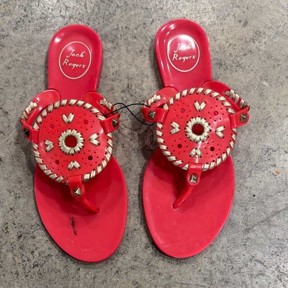 Jack Rogers Shoes - Jack Rogers Coral Sandal with Gold Braided Medallion